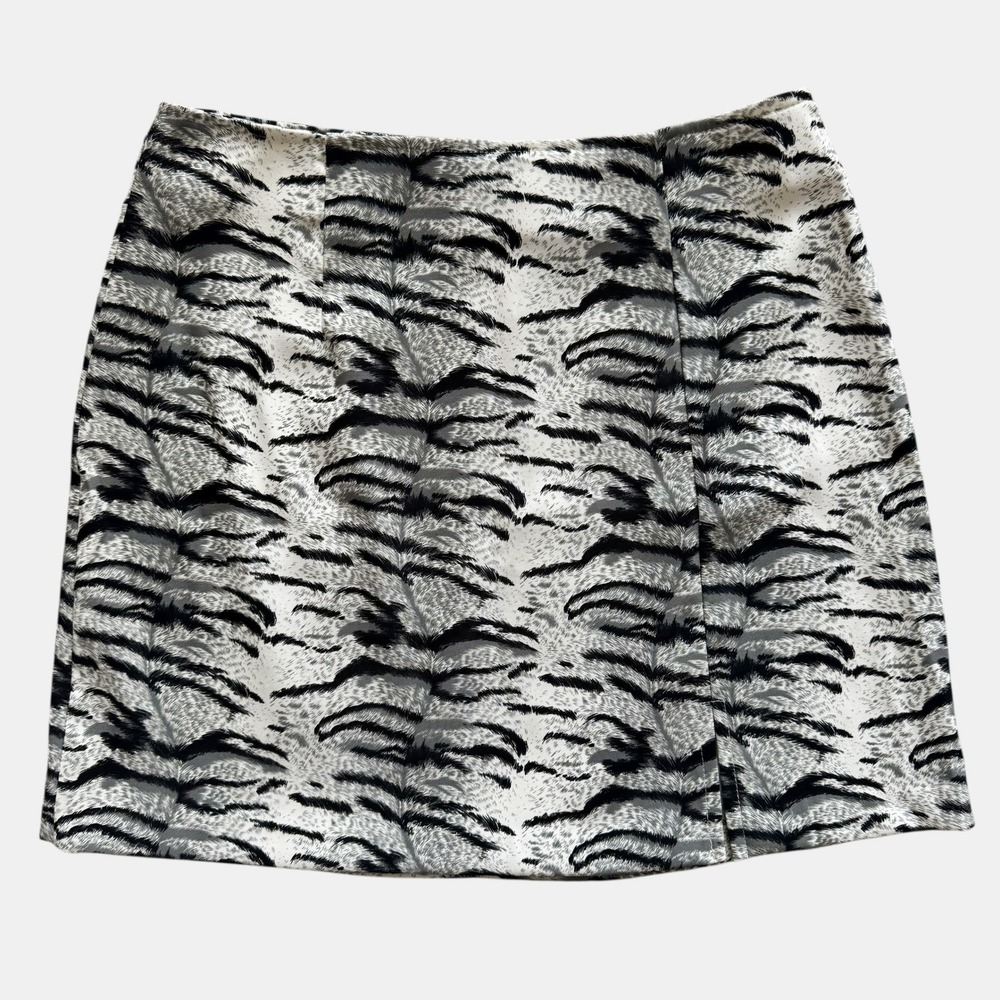 La Belle Vintage Animal‎ Print Mini Skirt Grey Black White Sz 29 Y2K Vintage 90s